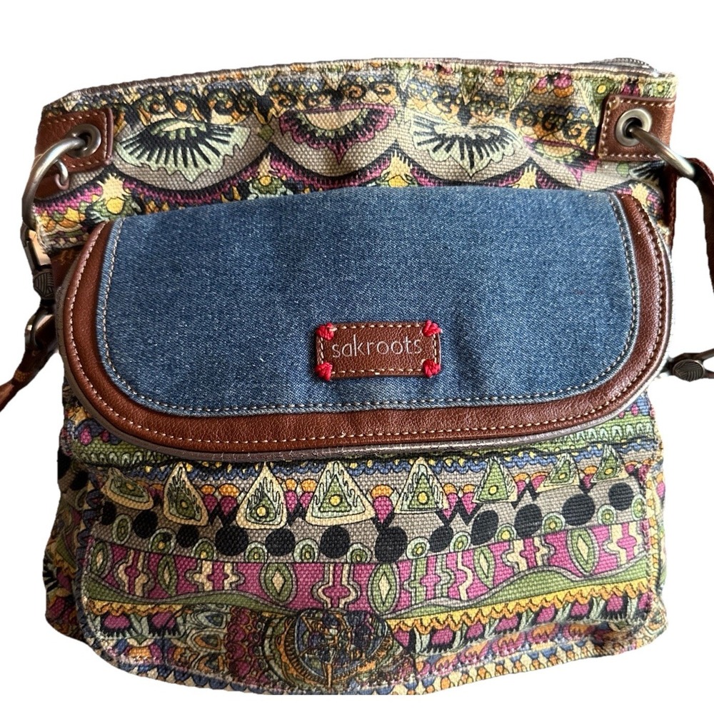 Sacroots Crossbody Purse Denim Peace Boho See Pictures and Read Description